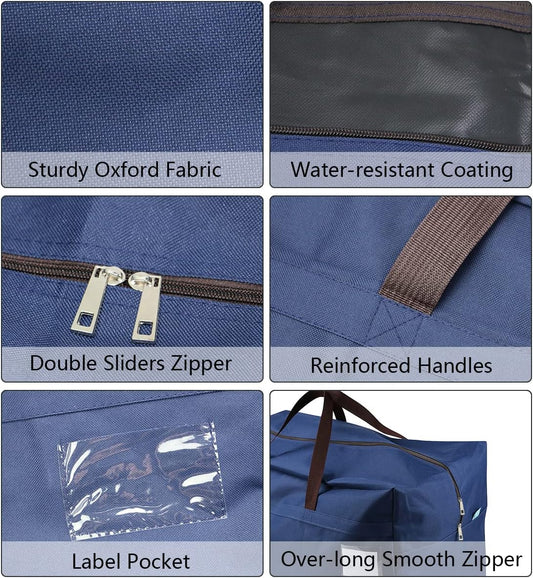 100L Large Durable Storage Organizer Bags, College Dormitory Storage Bags, Travel Duffel Tote Storage Bags, House Moving Bag, Blue