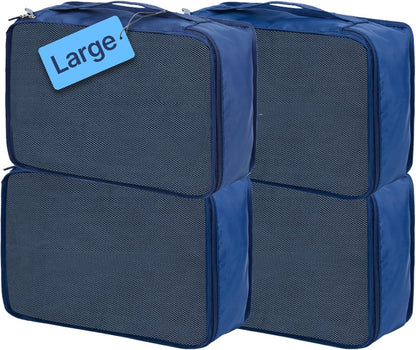 Large Packing Cubes 4 PCS, 40x30x12CM Same Size Suitcase Organiser Bags 4-Piece, Travel Bags Organiser 4 Pack (4PCS Large Navy)