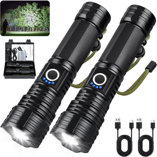 Rechargeable Flashlight, Bright Tactical Flashlight with 5 Modes, Irradiation Range up to 3280FEET Can Run Up to 12 Hours, Waterproof IP6 Suitable for Emergencies Bad Weather, Hiking