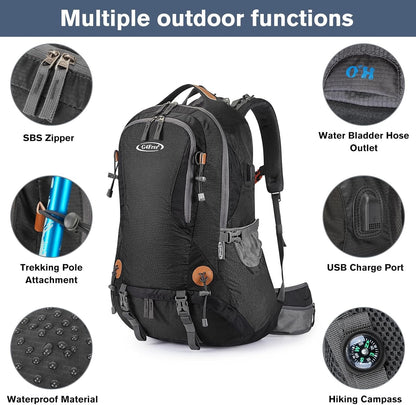G4Free 50L Hiking Backpack Waterproof Daypack Outdoor Camping Climbing Backpack with Rain Cover for Men Women