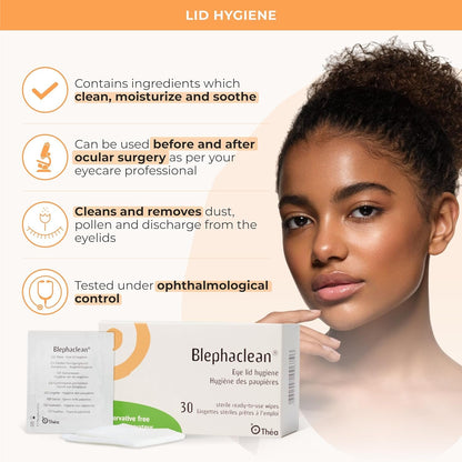 BlephaClean Lid Wipes - Gentle, Sterile Ready-to-Use for Daily Lid Care, Ideal for those diagnosed with Dry Eye, including MGD & Blepharitis and Infants, Sterile & Individually Wrapped - 30 Wipes