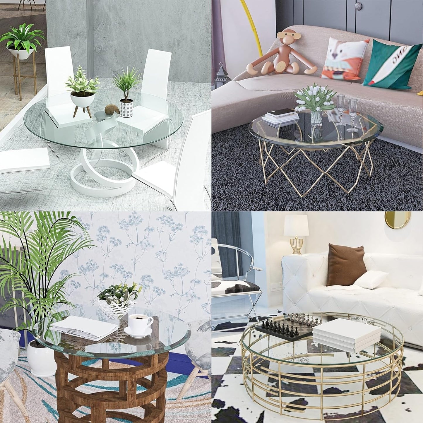 Tempered Glass Round Tabletop for Dining & Center Tavoli, 35 cm a 100 cm, Elegant Crystal Glass, Ideal for Outdoor & Indoor Use, Durable & Stylish Design