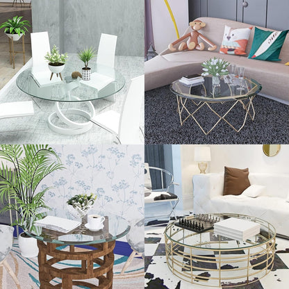 Tempered Glass Round Tabletop for Dining & Center Tavoli, 35 cm a 100 cm, Elegant Crystal Glass, Ideal for Outdoor & Indoor Use, Durable & Stylish Design