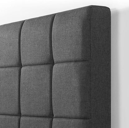 Zinus Queen Bed Frame - Square Upholstered Platform Bed Frame with Full-Sized Headboard - Wood Slat Support, Easy Assembly, No Box Spring Needed, Underbed Storage Space, Grey, Queen Size