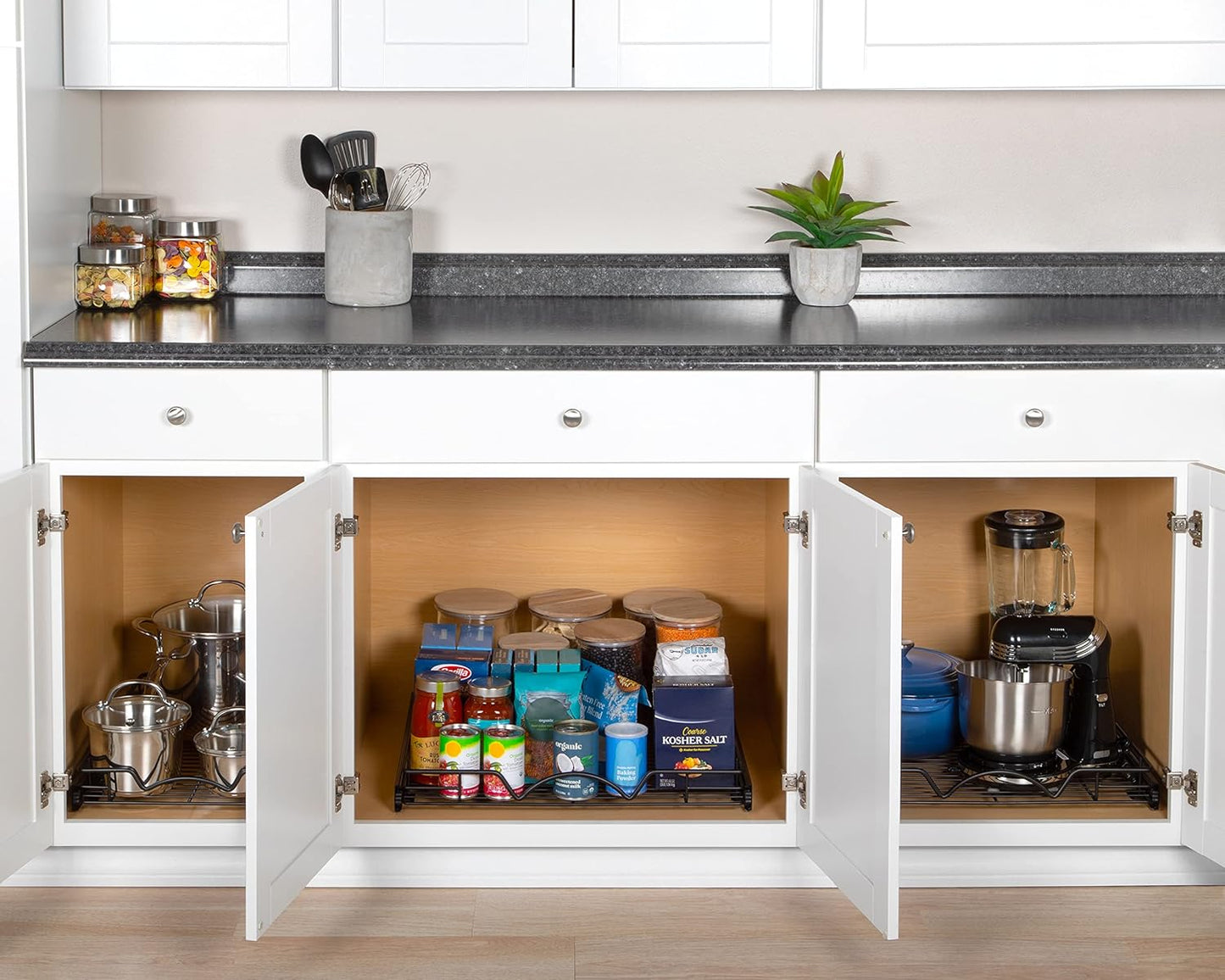 HOLDN’ STORAGE Pull Out Cabinet Organizer, Heavy Duty Caddy w/Lifetime Limited Warranty -20”W x 21”D - Requires At Least 21-1/4” Cabinet Opening, Steel Metal Cabinet Drawers Slide Out, Black