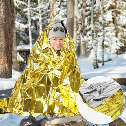 KIDOFLY Gold&Silver Mylar Thermal Emergency Blankets (10 Pack) - Survival Blanket for Outdoor Camping, Hiking, First Aid, Marathon & Bug Out Bag Essentials