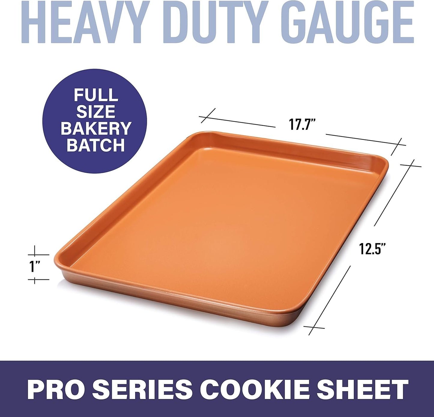 Gotham Steel Bakeware Nonstick Cookie Sheet XL Baking Tray Even Heat & Non-Warp Technology Ultra Nonstick Ceramic & Dishwasher Safe, Pro Heavy-Duty Chef’s Bakeware 17.7” x 12.7” Full Size Cookie Sheet, Brown (1389)