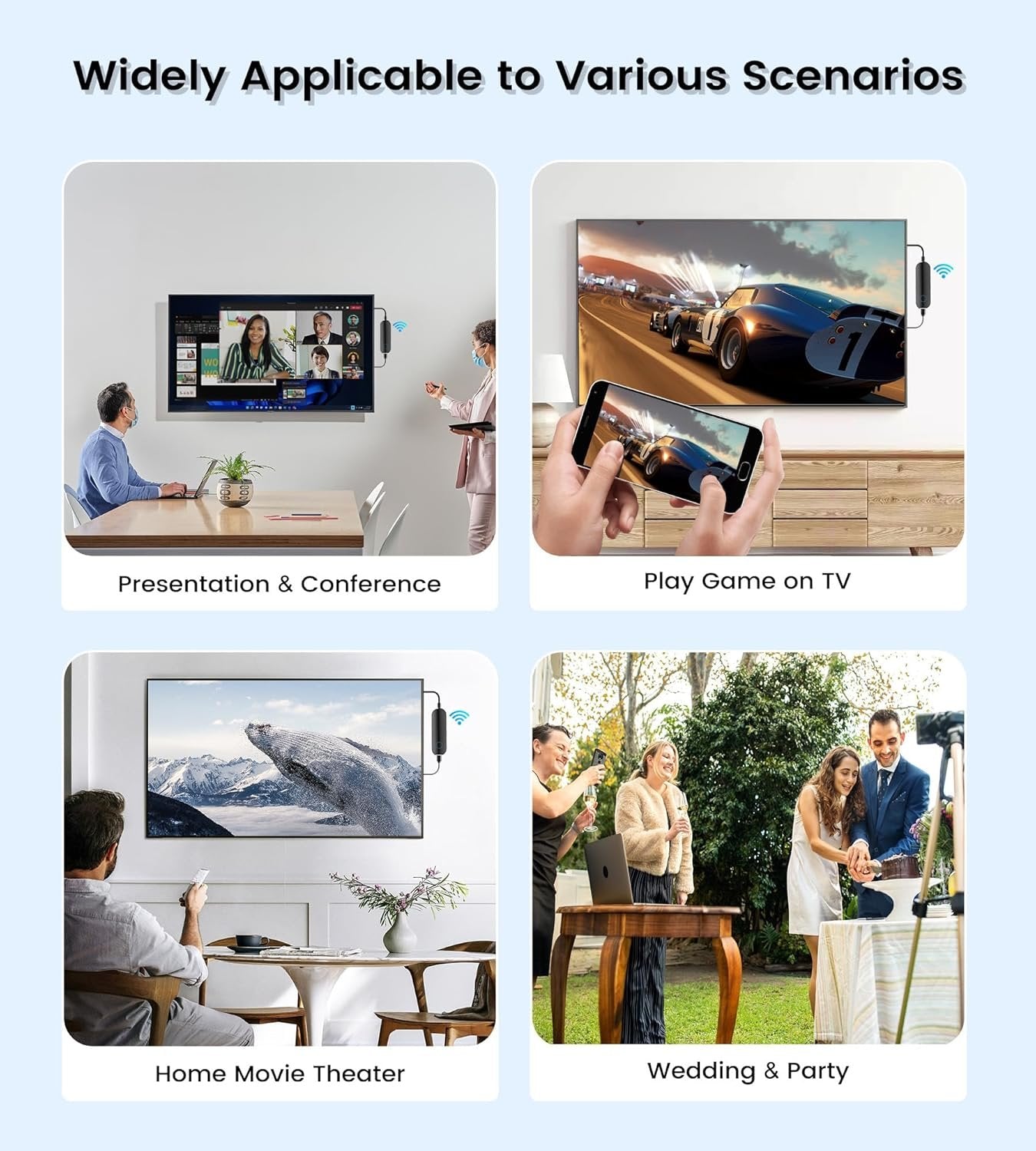 avedio links Wireless HDMI Display Dongle Adapter, Plug & Play 2.4G/5G Streaming Video Mirror Screen Receiver Compatible with iPhone/iPad/MacBook iOS to Monitor/Projector/TV (Black)