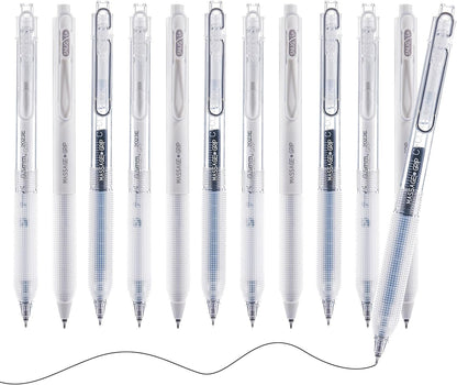 DR DOURONGE™ Gel Pens 12pack, Black Ink Retractable Ballpoint Stationery Pens, 0.5mm Fine Point Smooth Writing Pens, Quick Drying Pen, Cute school supplies gift for teens, Wide Angle Clip