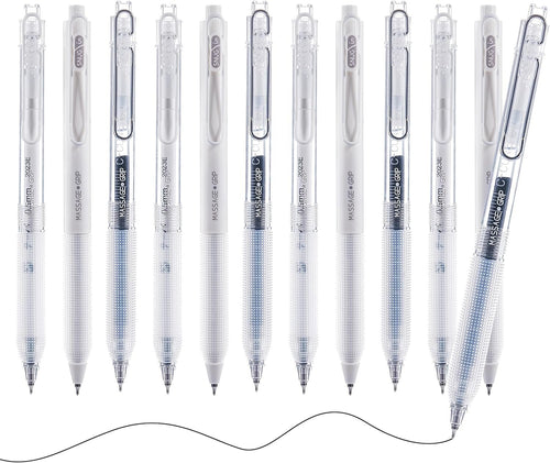 DR DOURONGE™ Gel Pens 12pack, Black Ink Retractable Ballpoint Stationery Pens, 0.5mm Fine Point Smooth Writing Pens, Quick Drying Pen, Cute school supplies gift for teens, Wide Angle Clip