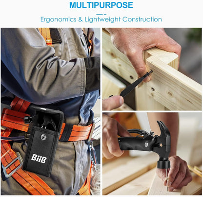 BIIB Fathers Day Dad Gifts from Daughter Wife Son, 12 in 1 Hammer Multitool, Father's Day Gifts for Men Dad Him Husband Grandpa, Birthday Mens Gifts for Dad Who Wants Nothing, Camping Essentials Gear