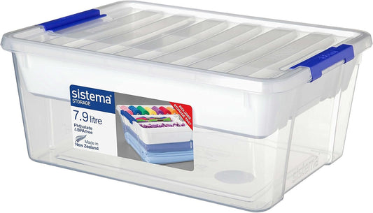 Sistema Home Storage Collection All-Purpose Plastic Storage Container with Organizing Tray and Lid, 8.35 Quart
