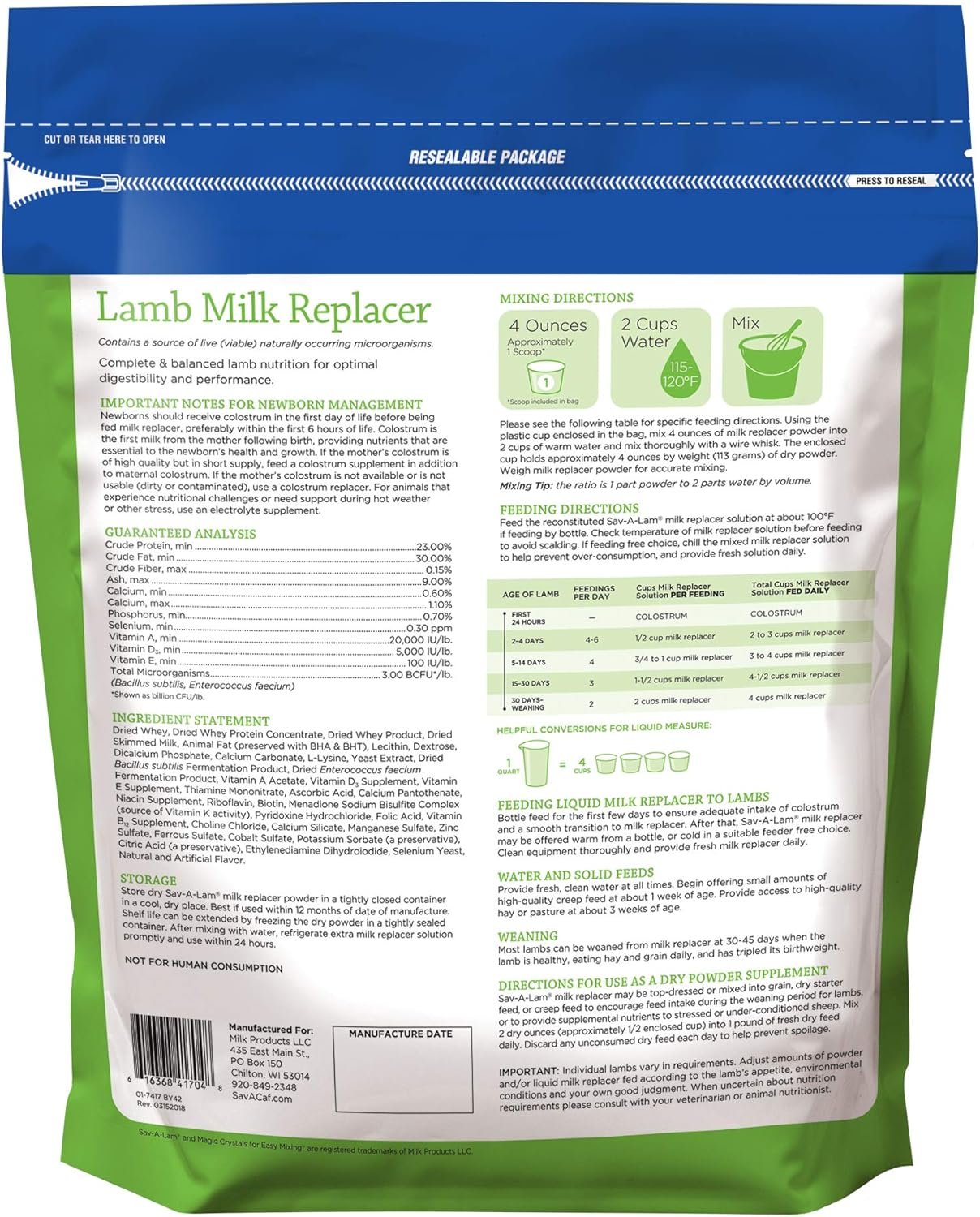 01-7417-0217 8LB Milk Replacer