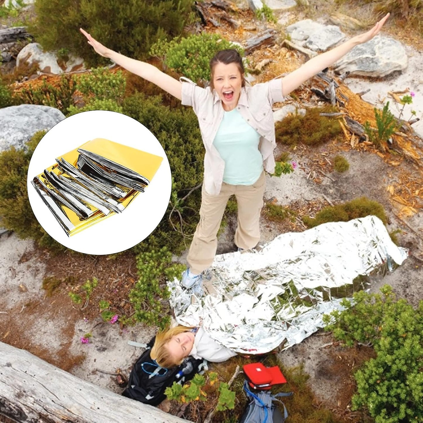 Koieam Emergency Blanket,160x210cm Emergency Tent Blanket Camping Thermal Sleeping Bag Survival Reflective Shelter