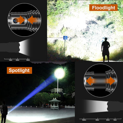 LED Torch Rechargeable Flashlight, Shadowhawk 30000 Lumens XHM77.2 Super Bright Torches, Handheld Torch Flashlight, Powerful Tactical Torch Waterproof Flash Light for Emergency Camping Gift