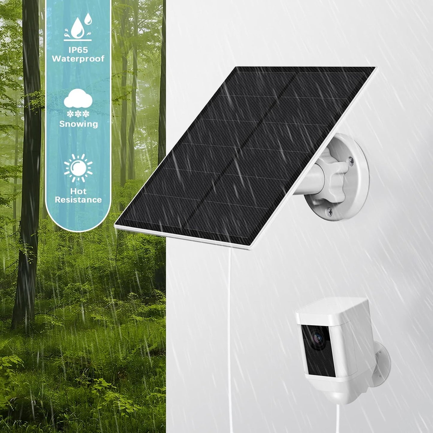 Solar Panel for Ring Camera,5W Solar Panel for Ring Spotlight/Spotlight Pro &Stick Up Cam Battery,Stick Up Cam 2nd & 3rd Gen,IP65 Waterproof Solar Charger (White)