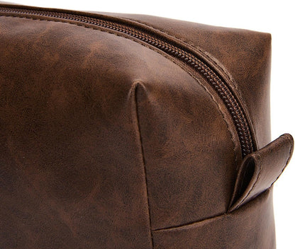 Gungtj Men's Travel, Toiletry Organizer Bag, Retro Pu Leather, Large Hanging Backpack, Water-Resistant Cosmetic Pouch, (8.27 x 3.54 x 4.72 inches), Perfect For Toiletries And Hygiene, Coffee, Please
