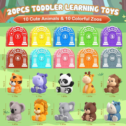 Toddler Learning Safari Animal Toy - 20PCS Montessori Educational Set for 1-3+ Year Old Boys & Girls