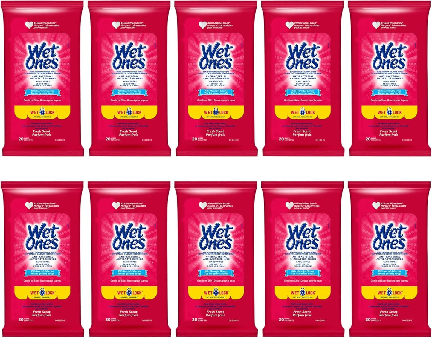 Wet Ones Antibacterial Hand Wipes, Fresh Scent, Wet Wipes, 20 Count (Pack of 10)