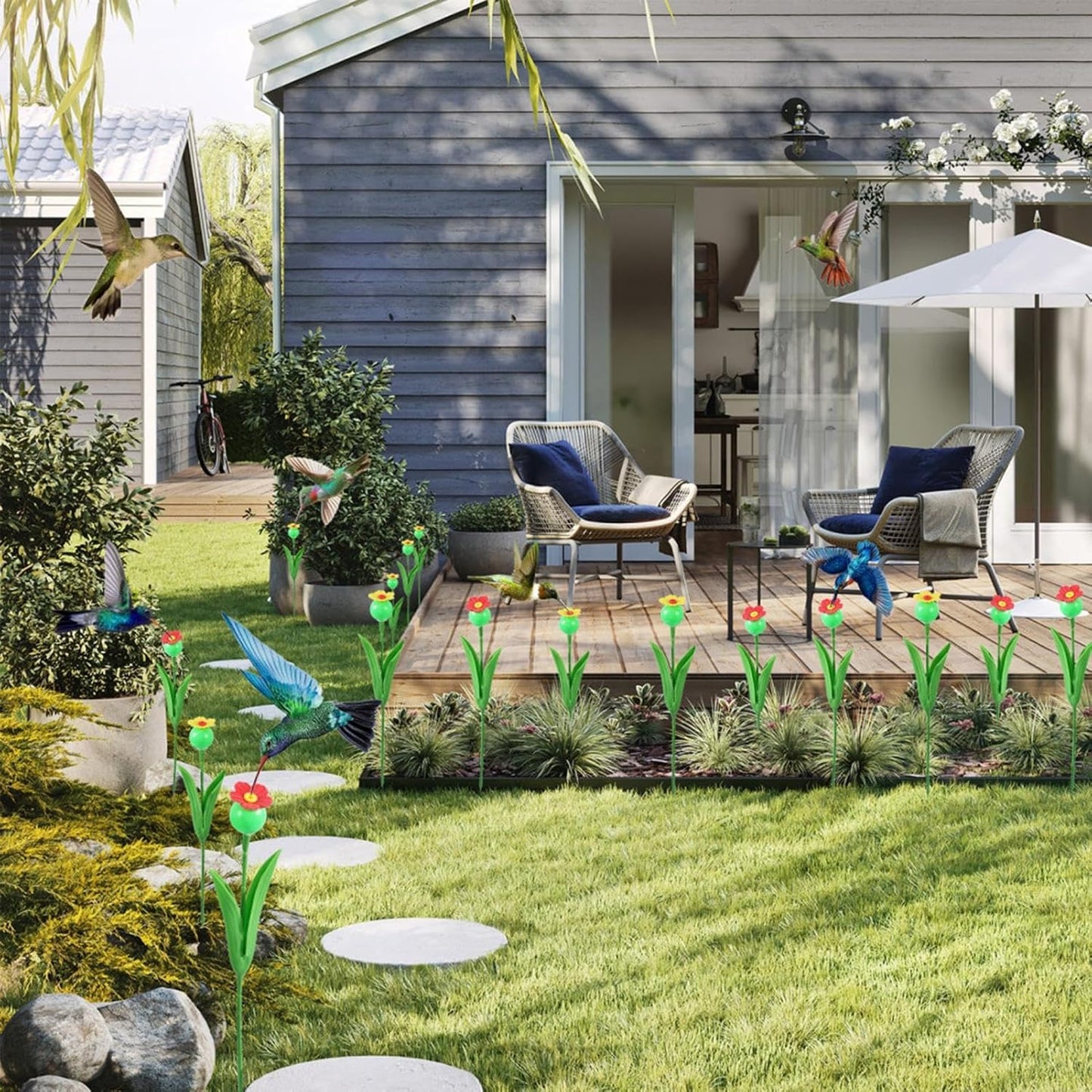 Distributore di mangimi per uccelli da esterno | Creativa decorativa per uccelli | Stazione di irrigazione per uccelli plug-in per esterni, accessorio da giardino per l'inaugurazione della casa