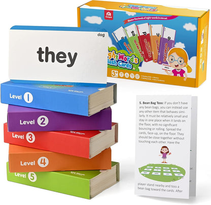 Coogam 520 Sight Words Flashcards Vocabulary Set, Dolch Fry High Frequency Site Word Educational Learning Toy for Pre-k Kindergarten 1st 2nd 3rd Grade Homeschool