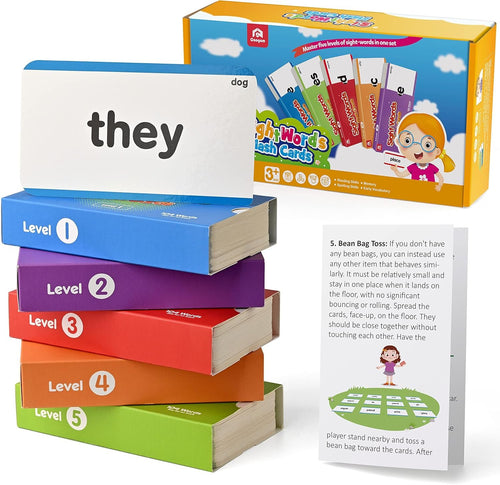 Coogam 520 Sight Words Flashcards Vocabulary Set, Dolch Fry High Frequency Site Word Educational Learning Toy for Pre-k Kindergarten 1st 2nd 3rd Grade Homeschool