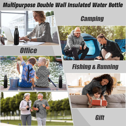 Sfee Insulated Water Bottle, 17oz Stainless Steel Water Bottles, Double Wall Vacuum Reusable Water Bottles Leak Proof BPA-Free Sports Bottle Cup Keep Hot&Cold for Running Gym Workout Cycling Kids