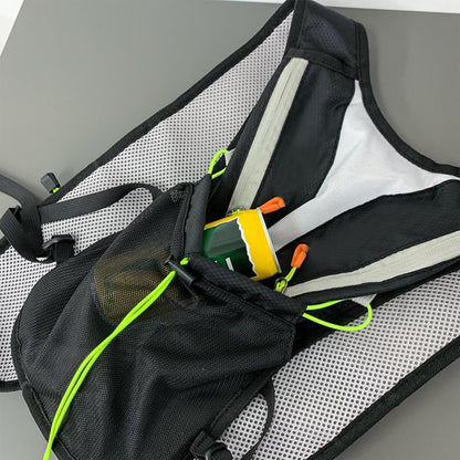 Running Hydration Vest, Portable Outdoors Kit, 11,81 x 18,5 in Reflective Design, Organizer Bag, Multiple Pockets Set per Trekking, Camping, Ciclismo, Mountain, Sport Activity