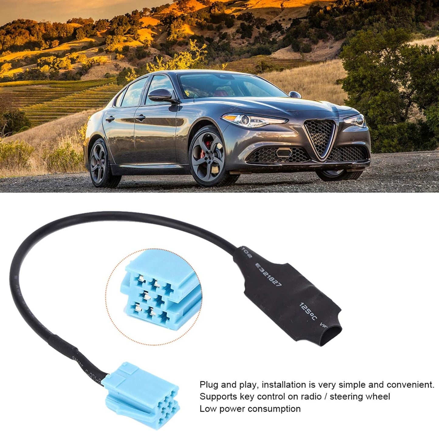 Akozon Car Bluetooth Audio Adapter Accessories Radio Stereo Suitable for Mito/Giulietta/Brera, Electronic Accessories Bluetooth Music Adapter Bluemusic for Giulietta