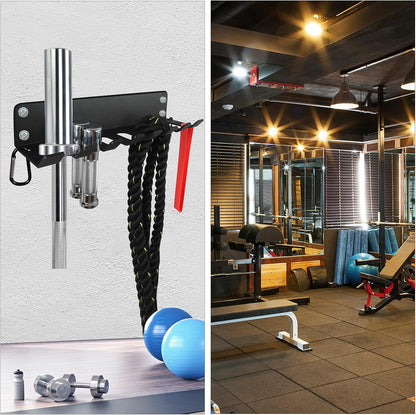 Vehcarc Home Gym Storage, Heavy-Duty Barbell Holder, Barbell Storage for Olympic Barbell, Gym Accessories Kettlebells Weight Bar Workout Rack Equipment Fitness Foam Roller Jump Rope Resistance Band