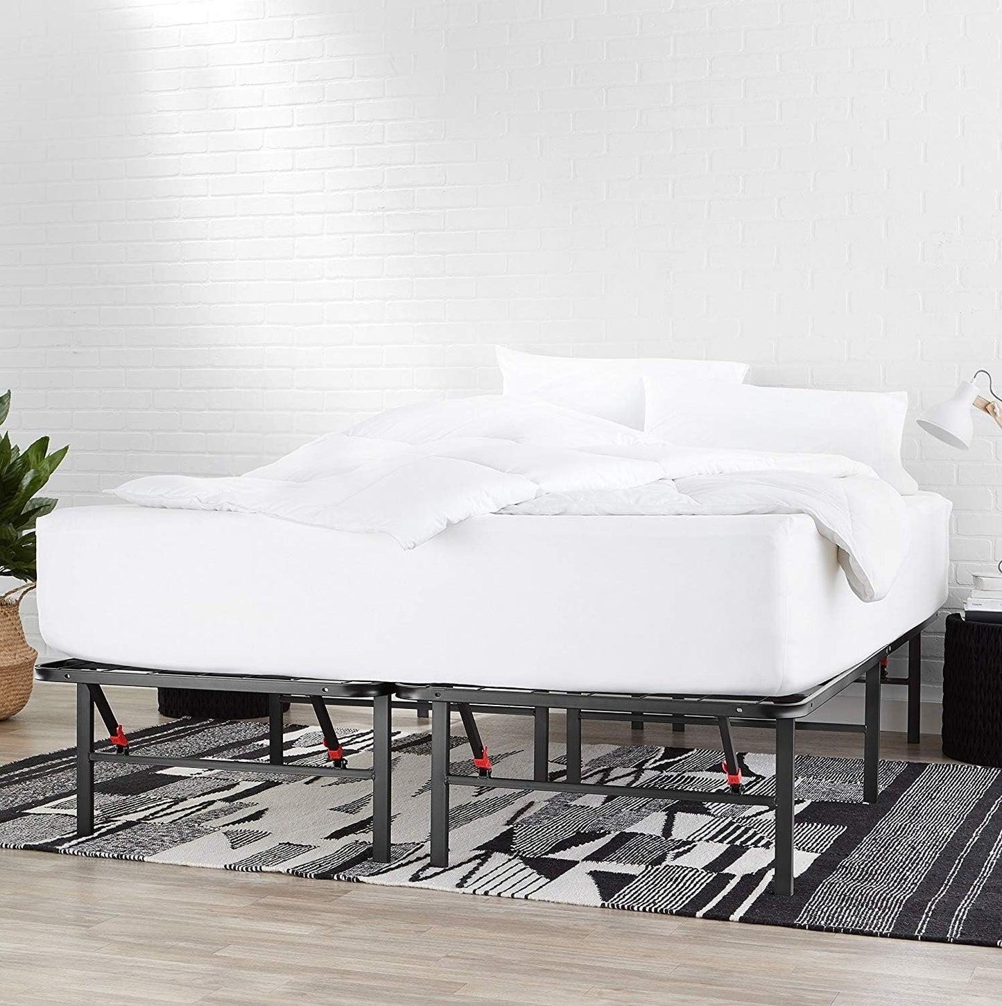Amazon Basics Bed Frame with Storage, Foldable Metal Platform, Sturdy Steel, No Box Spring Needed, 35.56 cm High, Tool-Free Setup, Full Size, Black