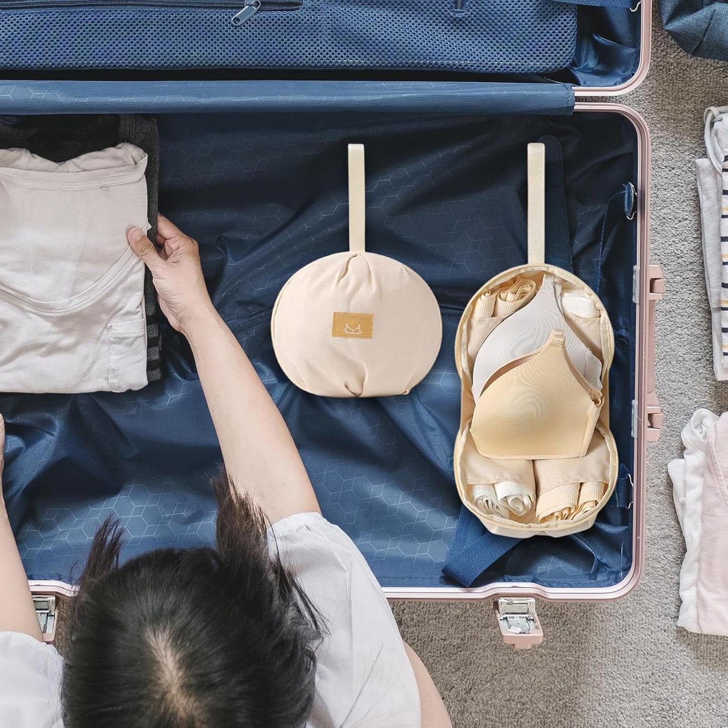 Portable Underwear Organizer Travel Bag, Large Capacity Underwear Packing Bag and Bra Storage Case, Home Container Solution for Panties, Bras, and Socks, Closet Organization