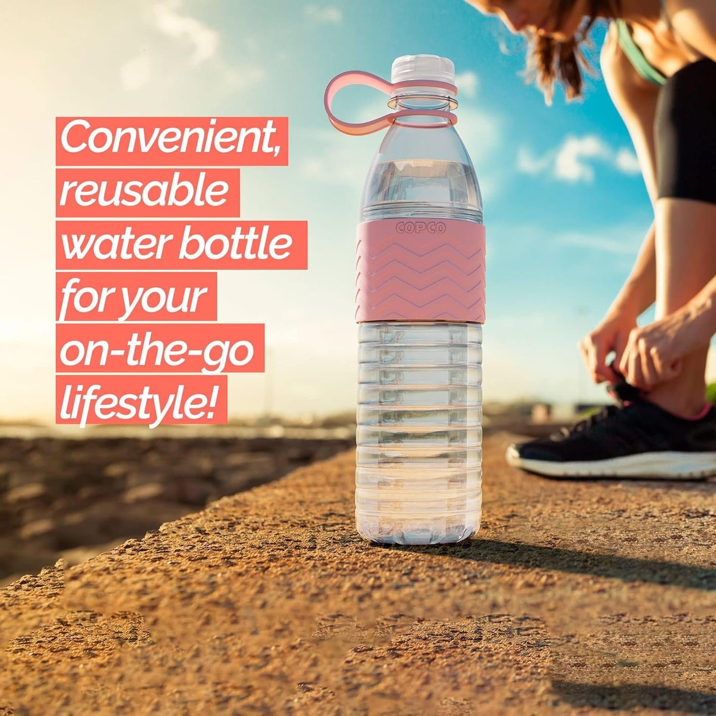 Copco Hydra 20 oz Tritan Water Bottle with Leak-Proof Lid & Textured Grip - BPA-Free, Dishwasher Safe, Easy Twist-Open for Ice & Fruit - Fits Cup Holders, Lightweight, Durable(Pink)