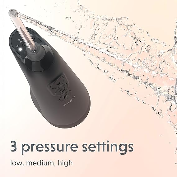 Water Flossers for Teeth, Cordless IPX7 Waterproof Oral Irrigator, 3 Pressure Settings, Portable, Rechargeable Electric Sonic Flosser, Dental Professional Recommended, Charcoal Grey