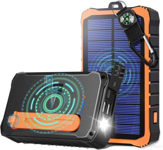 Solar Charger Power Bank Camping Gear Solar Chargers for Cell Phone and Electronic Devices Portable Outdoor Activities (14.5x8x3.5CM(5.7x3.14x1.37IN), Orange)