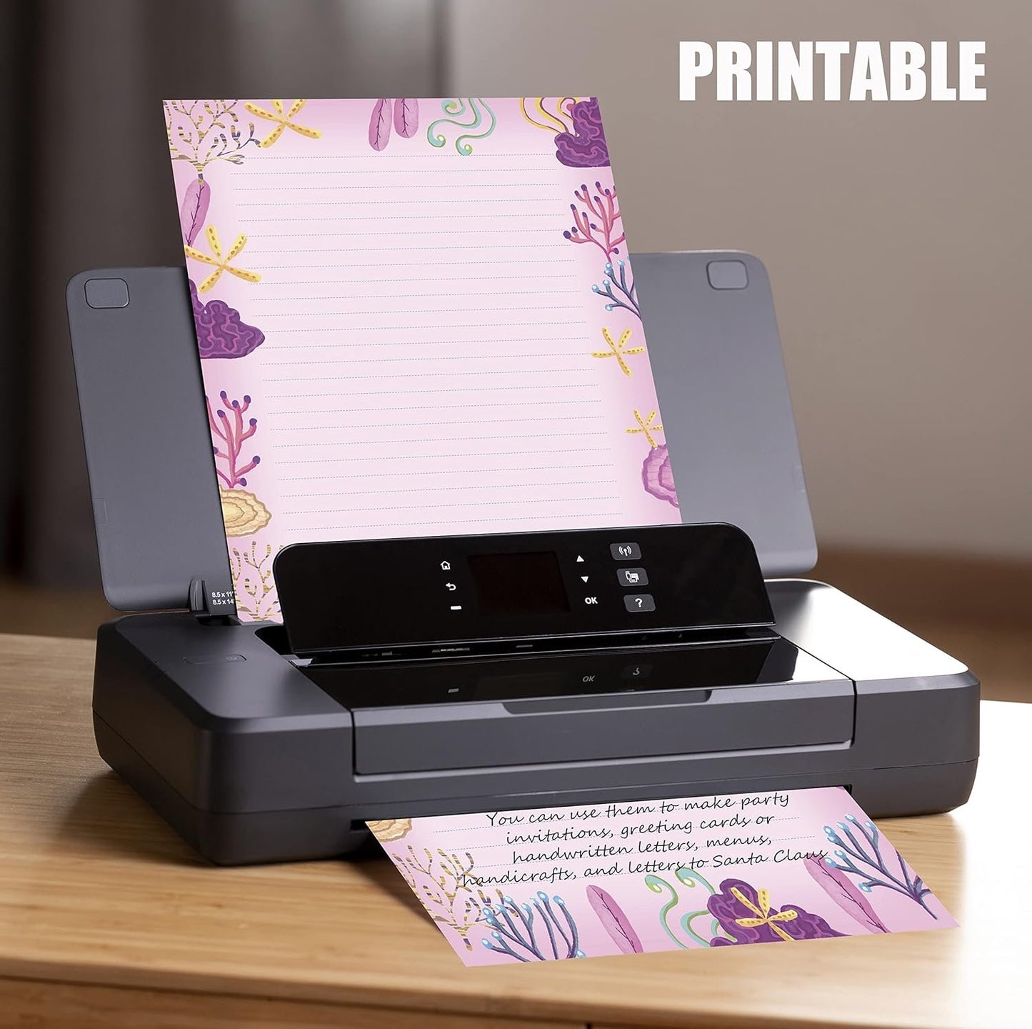 Lined Stationary Set with Envelopes 48 Writing Stationary Paper with 48 Envelopes - Flora Lines Stationary Paper Set Letter Writing Paper, 8.5 x 11 Inch of Each Stationery Paper, 6 Designs Assorted