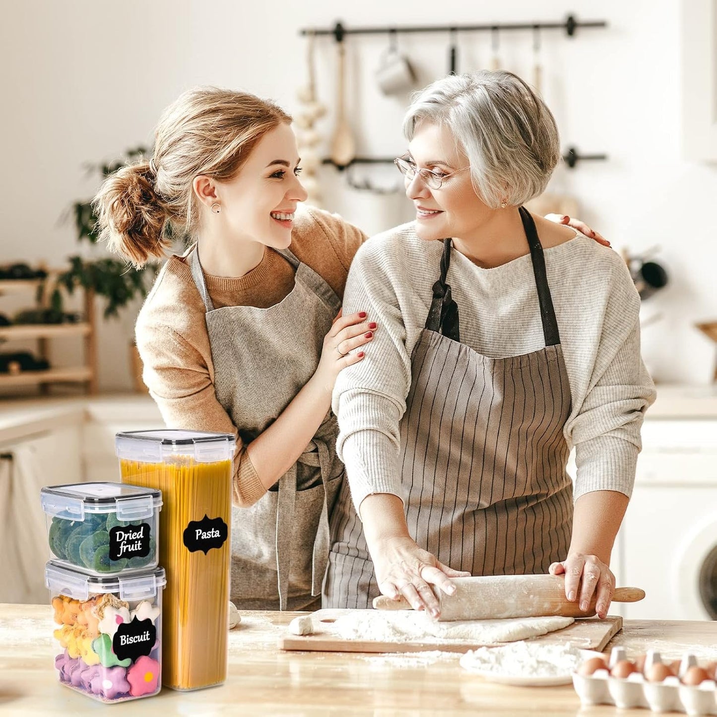 GoMaihe Airtight Food Storage Containers with Lids: 25pcs Plastic Food Containers | Kitchen & Pantry Organizers and Storage for Cereal, Flour, Sugar, Snacks, Labels, Marker