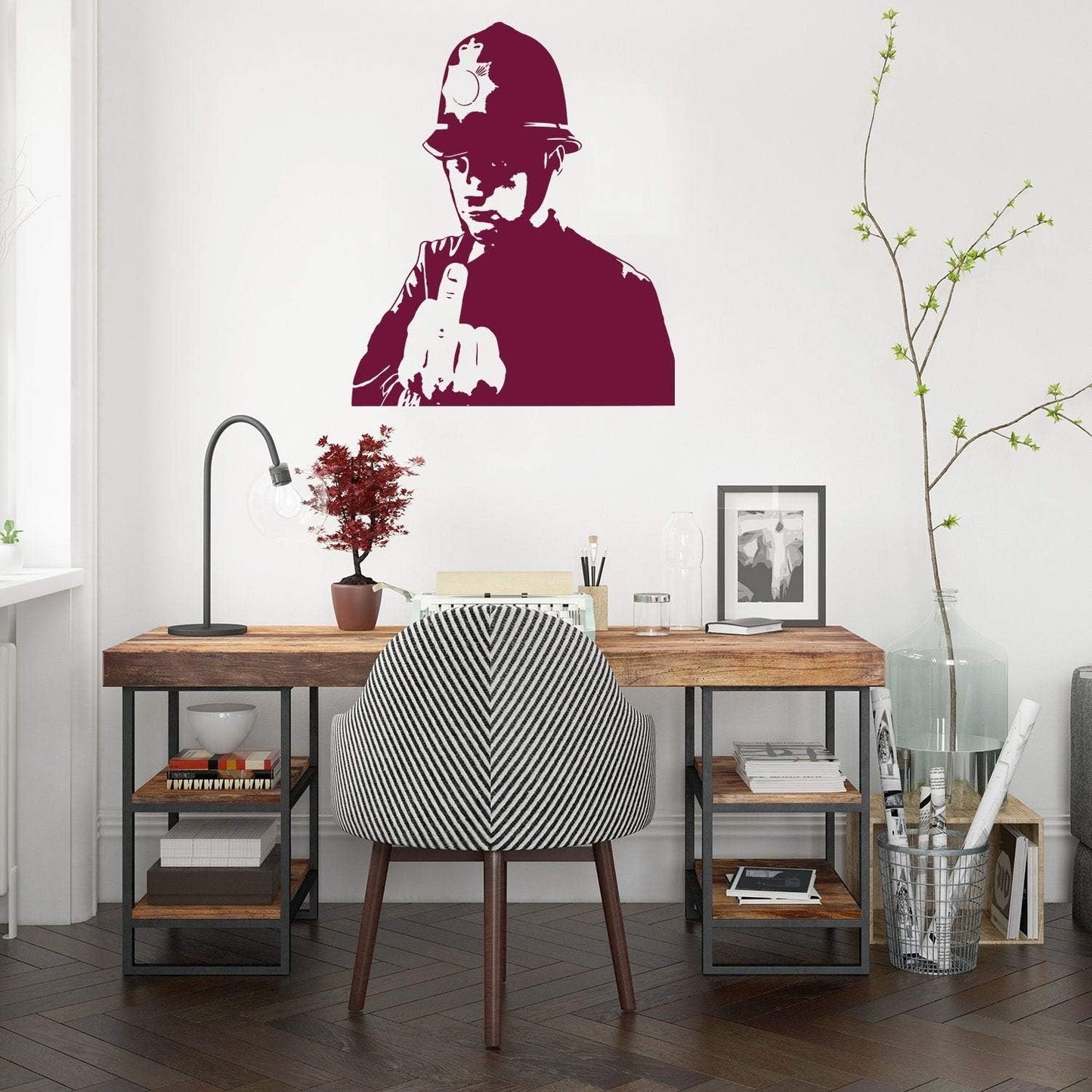 Banksy Middle Finger Art Wall Decal Street Police Graffiti Work Policeman Sticker Scotland Yard Cop Street Art Mural Design Home Decor