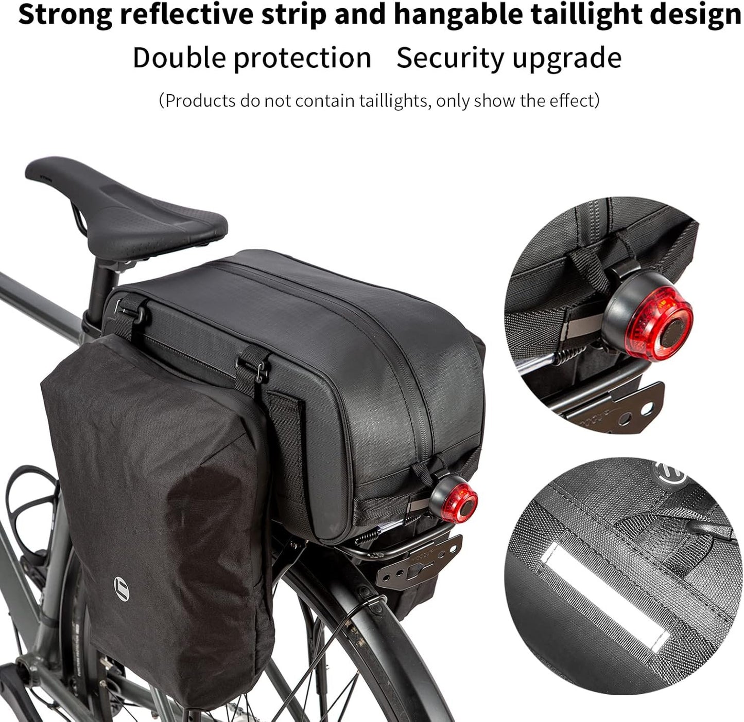 HuiJuKeJi Bike Trunk Bag Bicycle 26L Storage Pannier Saddle Bag Multifuction Rear Bike Cargo Rack Bags with Reflective Strips Waterproof Travel Accessories Expandable Luggage Trunk Bag for Cycling