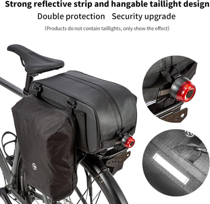 HuiJuKeJi Bike Trunk Bag Bicycle 26L Storage Pannier Saddle Bag Multifuction Rear Bike Cargo Rack Bags with Reflective Strips Waterproof Travel Accessories Expandable Luggage Trunk Bag for Cycling