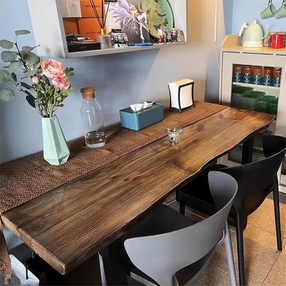 HM&DX Industrial Solid Wood Dining Table,Rectangle Kitchen Table Farmhouse Live Edge Dining Table,Wooden Table Top & Metal Base,Long Dining Room Table for 2,4,6,8(47.2" L x 23.6" W x 29.5" H, Brown)