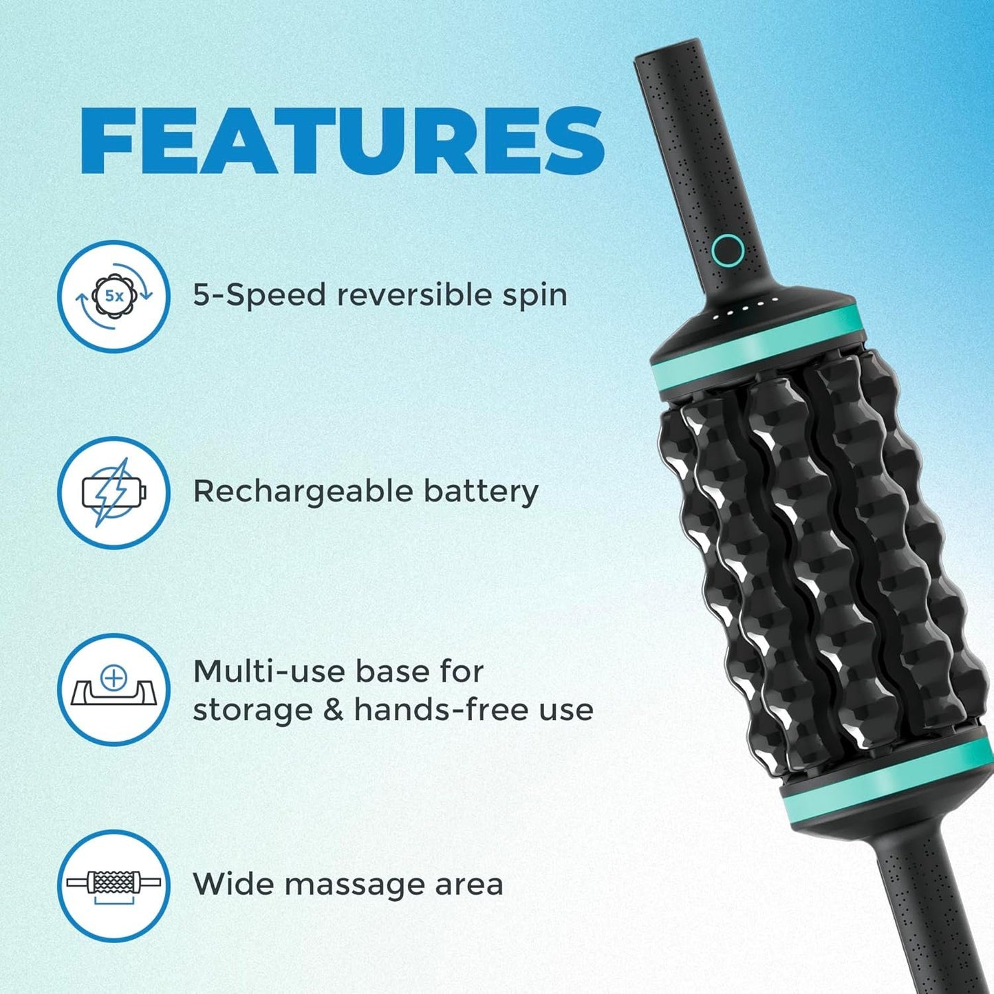CHIRP RPM Rolling Percussive Massager, Percussive Therapy, Whole Body Relief, Deep Tissue and Muscle Recovery, Percussion Massage, Rechargeable, Hands-Free Base, Powerful, 5-Speed Reversible Spin
