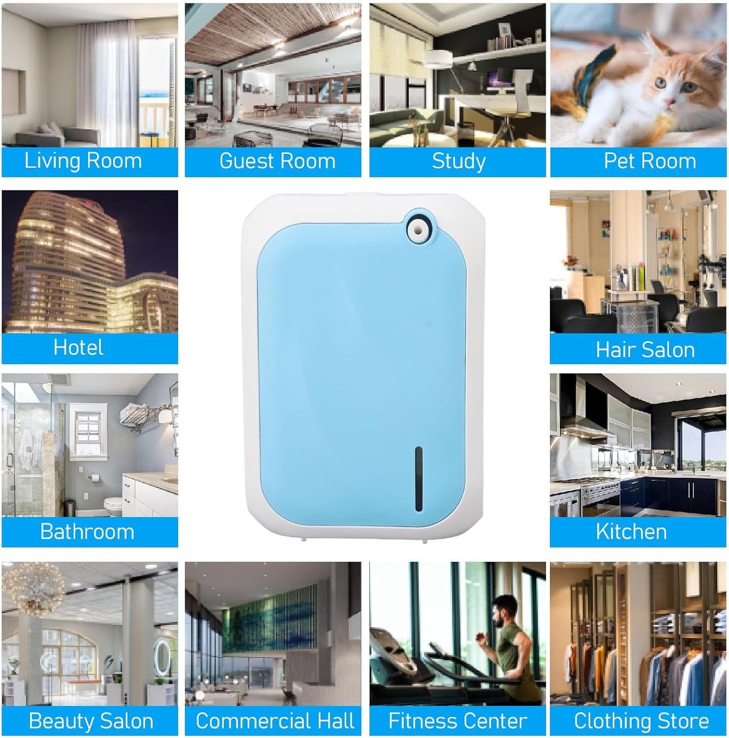 XS105 Atomizing Essential Oil Diffuser, Smart Scent Air Machine for Home, Waterless Essential 140ML Oil Diffuser with 4 Speed Adjustment and BT APP Control for Hotel SPA (Blue)