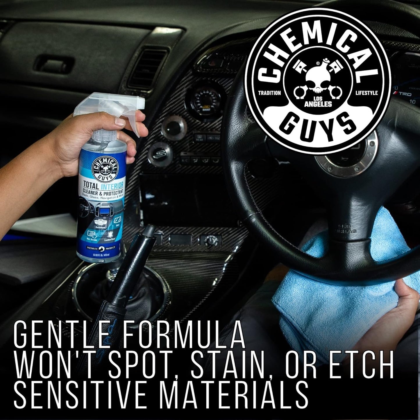 Chemical Guys Total Interior Cleaner and Protectant, Safe for Cars, Trucks, SUVs, Jeeps, Motorcycles, RVs & More, 16 fl oz, (2 Pack) SPI2201602