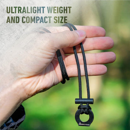 RKR OUTDOOR Survival Fire Starter Paracord Necklace (2 Pack) - 12,000 Strikes - Ultralight Ferro Rod and Striker with 550 Paracord - Flint and Steel with Waxed Tinder Paracord for Camping - Bushcraft