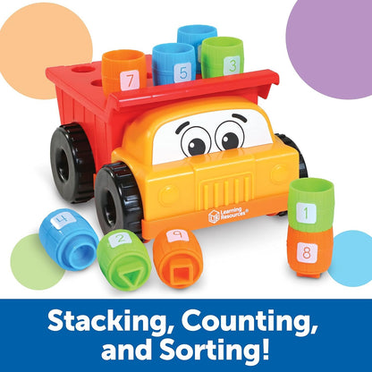 Learning Resources Tony The Peg Stacker Dump Truck - 10 Pieces, Easter Toys for Kids, Ages 18+ Months Fine Motor Skills Toy for Toddlers, Preschool Toys, Multicolor