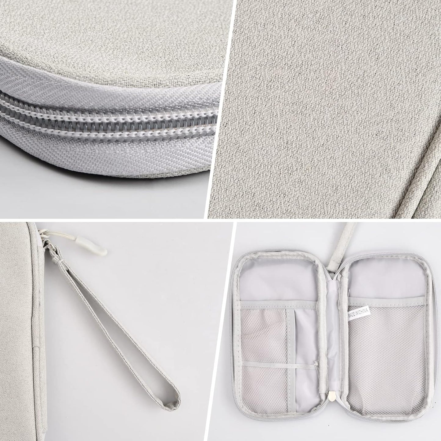 Vesaneae Small Cable Organizer, 19 x 10 x 3 cm Travel Bag for Cables, Electronic Accessories Organizer, Travel Cables Case, Portable Electronics Accessories Bag for Cables, grey, Hand Luggage