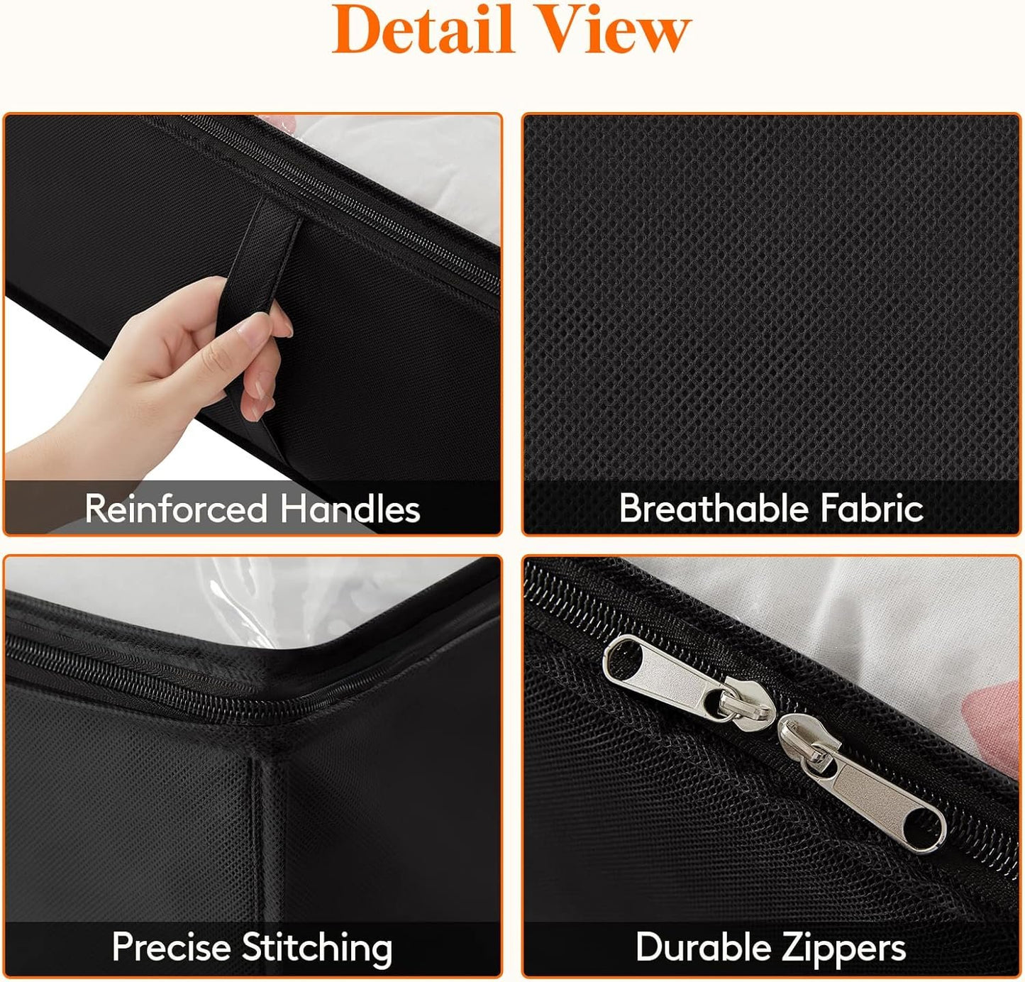 Lifewit 4 Pack 95L Under Bed Storage Bins, Foldable Closet Organizers and Storage Containers,Underbed Storage Bags with Reinforced Handle for Blanket,Clothing,Comforter, Sheets,Wrapping Paper, Black