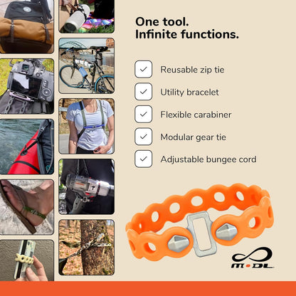 MODL Infinity Tool™ 2.0 Modular Straps (4-Pack) - Flexible Multi-Tool, Gear Strap, Wearable Gadget for Outdoor Adventure, Survival, Camping, Travel, EDC