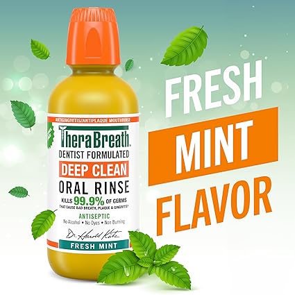 heraBreath Deep Clean Mouthwash, Antigingivitis, Antiseptic, Fresh Mint Flavor, Dentist Formulated, Alcohol Free, 16 fl oz (Pack of 2)